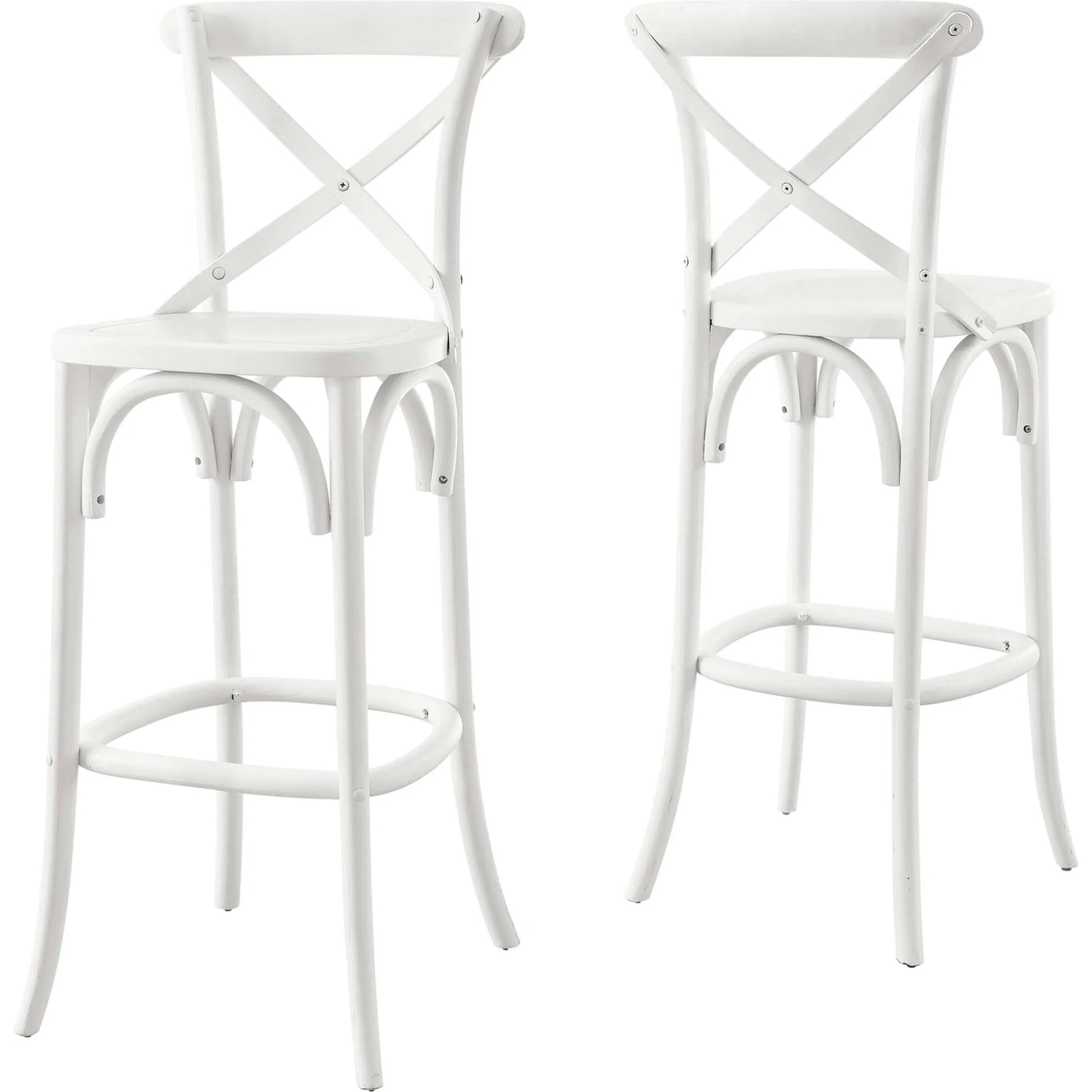 Easton Bar Stool by Evans & Londeen. Made from seat board is chinese elm wood, white foot pins in a transitional style.