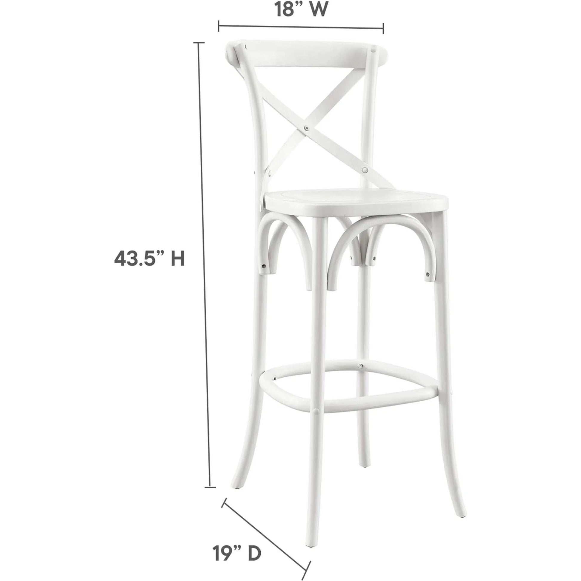 Easton Bar Stool by Evans & Londeen. Made from seat board is chinese elm wood, white foot pins in a transitional style.