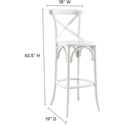 Easton Bar Stool by Evans & Londeen. Made from seat board is chinese elm wood, white foot pins in a transitional style.