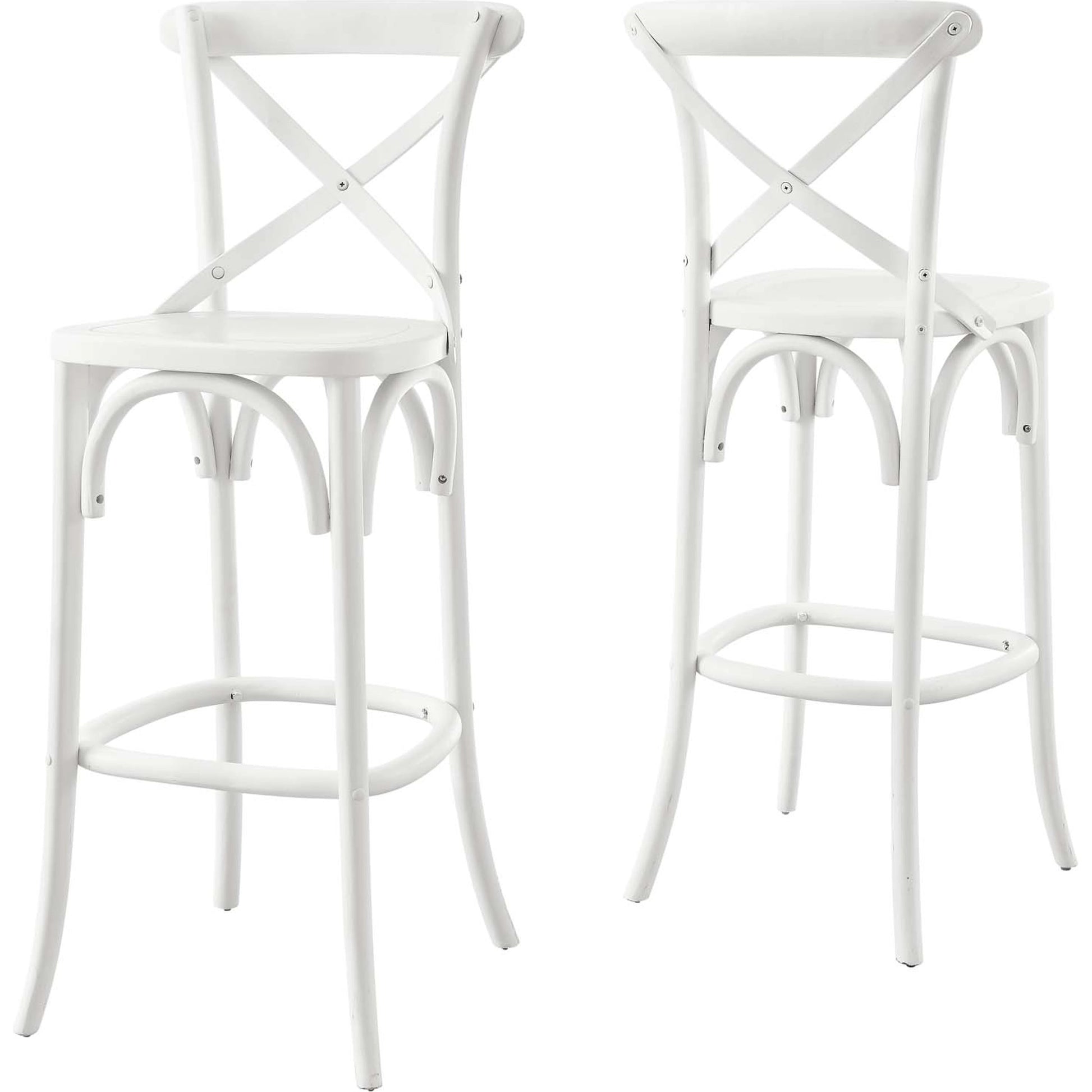Easton Bar Stool by Evans & Londeen. Made from seat board is chinese elm wood, white foot pins in a transitional style.