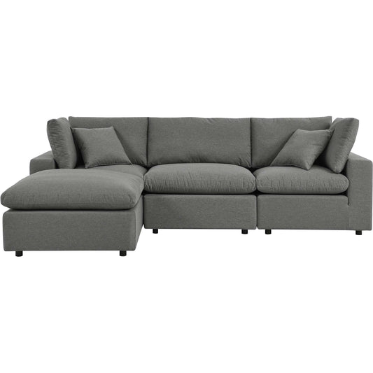 Wheatland 4-Piece Sectional Sofa by Evans & Londeen in charcoal. Made from seat cushion: foam density 34kg, m3, spray bonded cotton, non-woven fabric cover, doll cotton, aluminium frame, aluminum tube in a modern style.