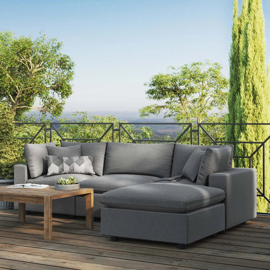 Wheatland 4-Piece Sectional Sofa by Evans & Londeen in charcoal. Made from seat cushion: foam density 34kg, m3, spray bonded cotton, non-woven fabric cover, doll cotton, aluminium frame, aluminum tube in a modern style.