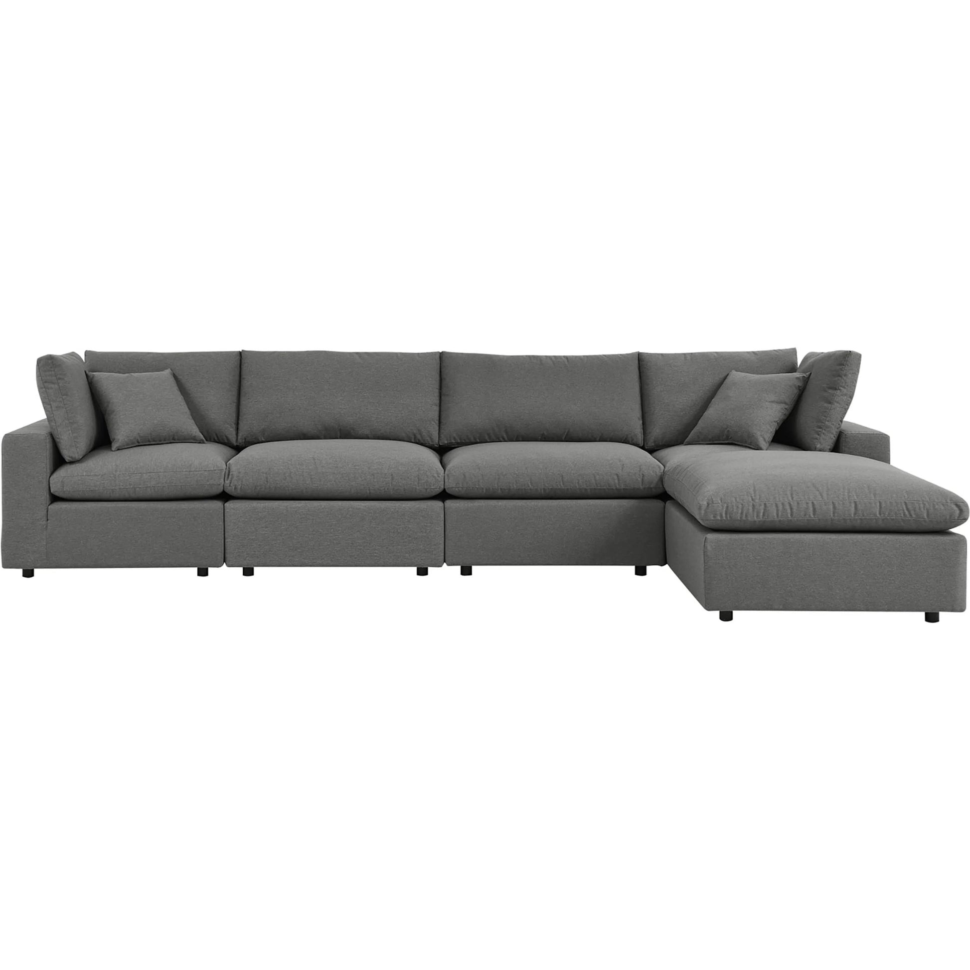 Wheatland 5-Piece Sectional Sofa by Evans & Londeen in charcoal. Made from seat cushion: foam density 34kg, m3, spray bonded cotton, non-woven fabric cover, doll cotton, aluminium frame, aluminum tube in a modern style.