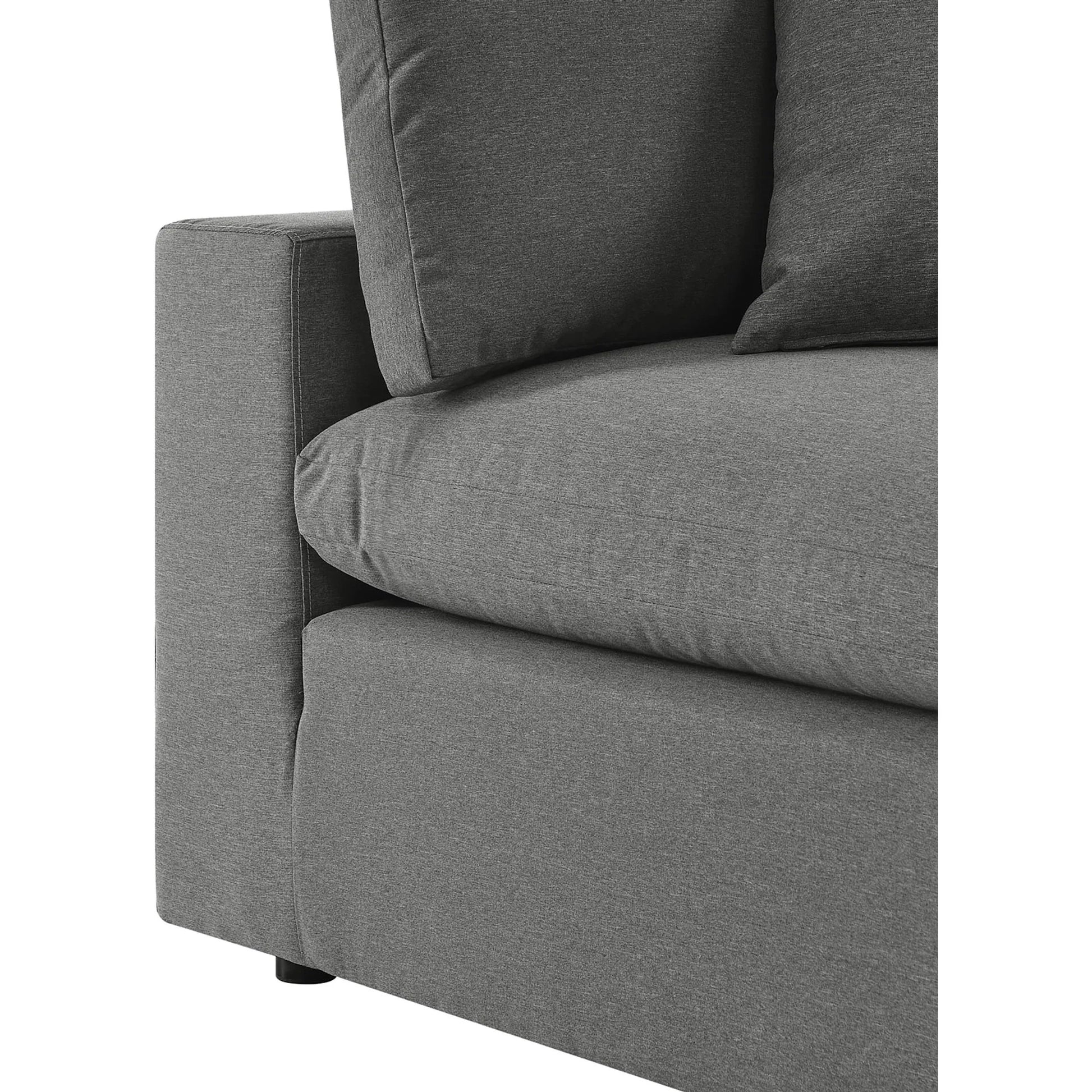 Wheatland 5-Piece Sectional Sofa by Evans & Londeen in charcoal. Made from seat cushion: foam density 34kg, m3, spray bonded cotton, non-woven fabric cover, doll cotton, aluminium frame, aluminum tube in a modern style.