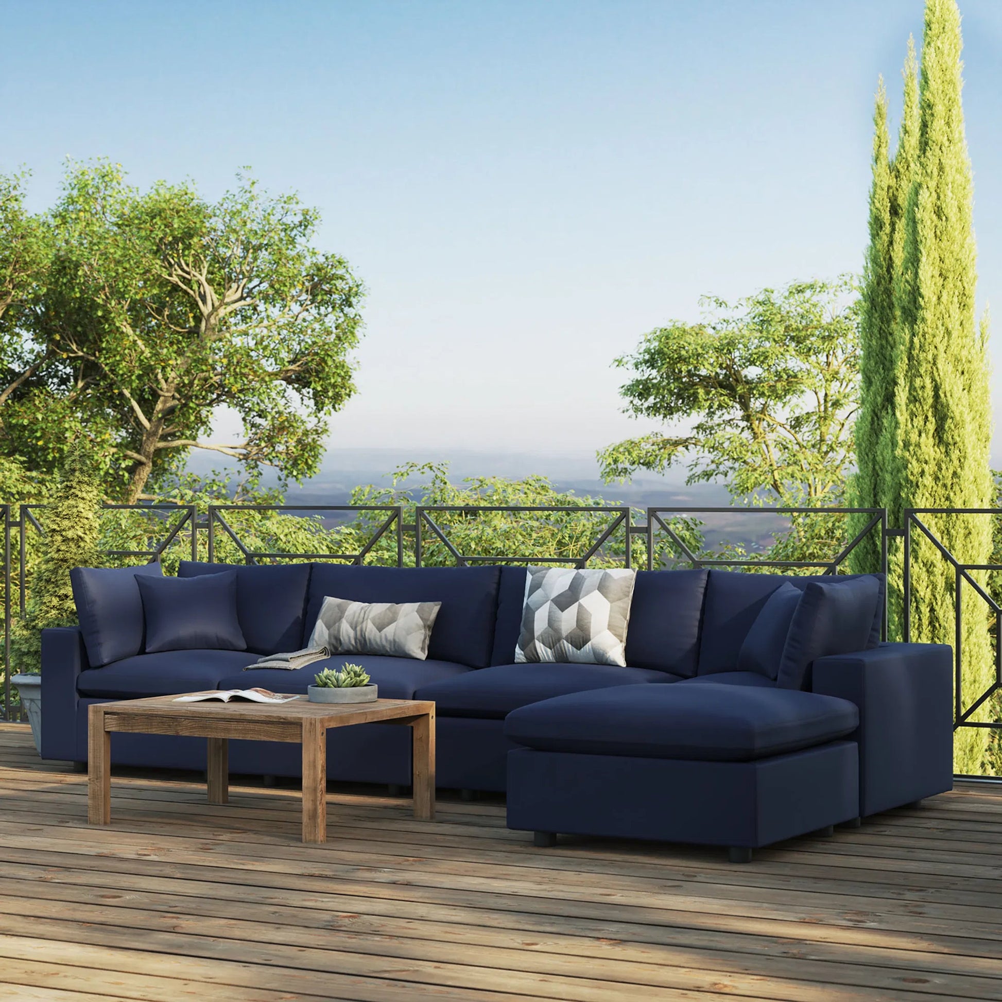 Wheatland 5-Piece Sectional Sofa by Evans & Londeen in charcoal. Made from seat cushion: foam density 34kg, m3, spray bonded cotton, non-woven fabric cover, doll cotton, aluminium frame, aluminum tube in a modern style.