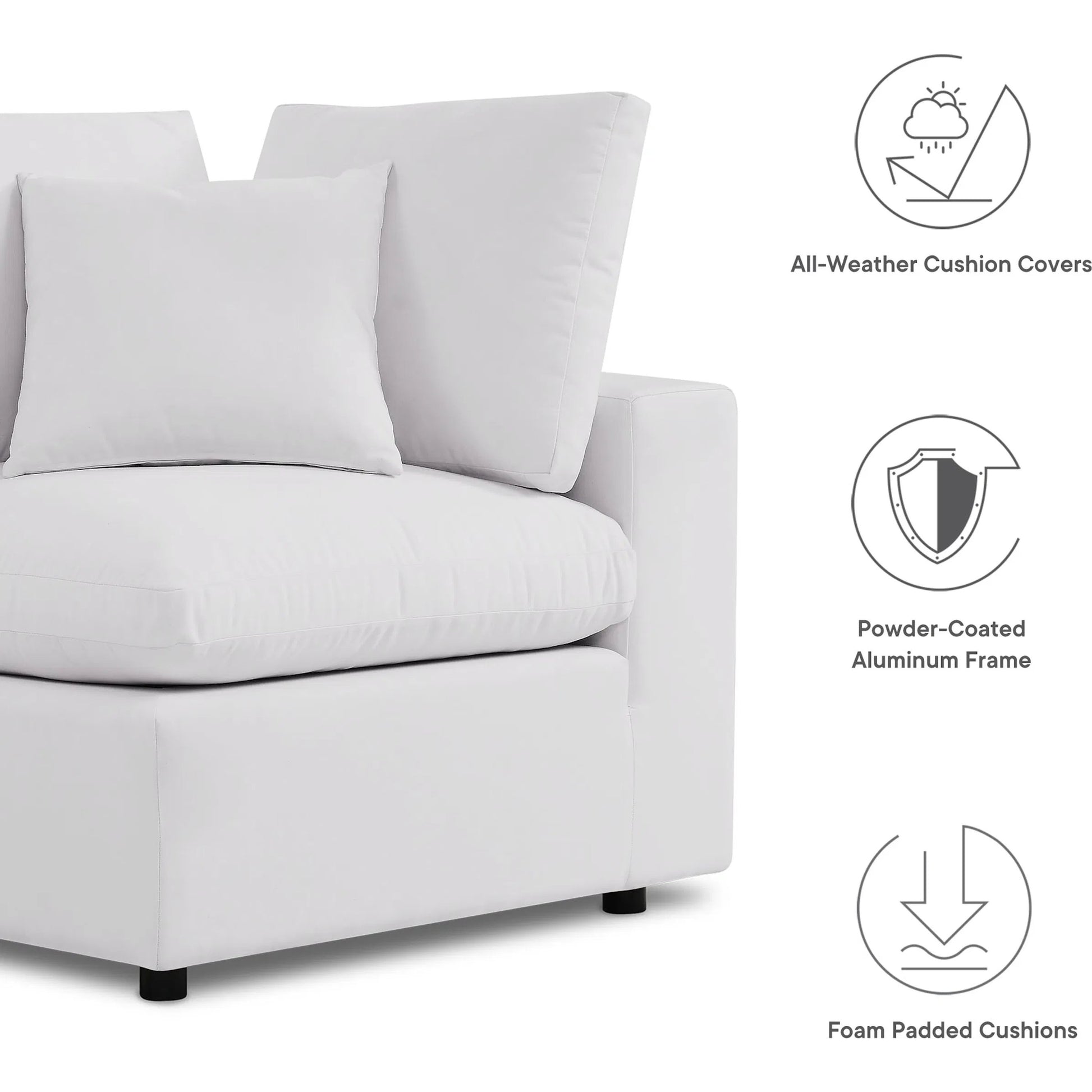 Wheatland 5-Piece Sectional Sofa by Evans & Londeen in charcoal. Made from seat cushion: foam density 34kg, m3, spray bonded cotton, non-woven fabric cover, doll cotton, aluminium frame, aluminum tube in a modern style.