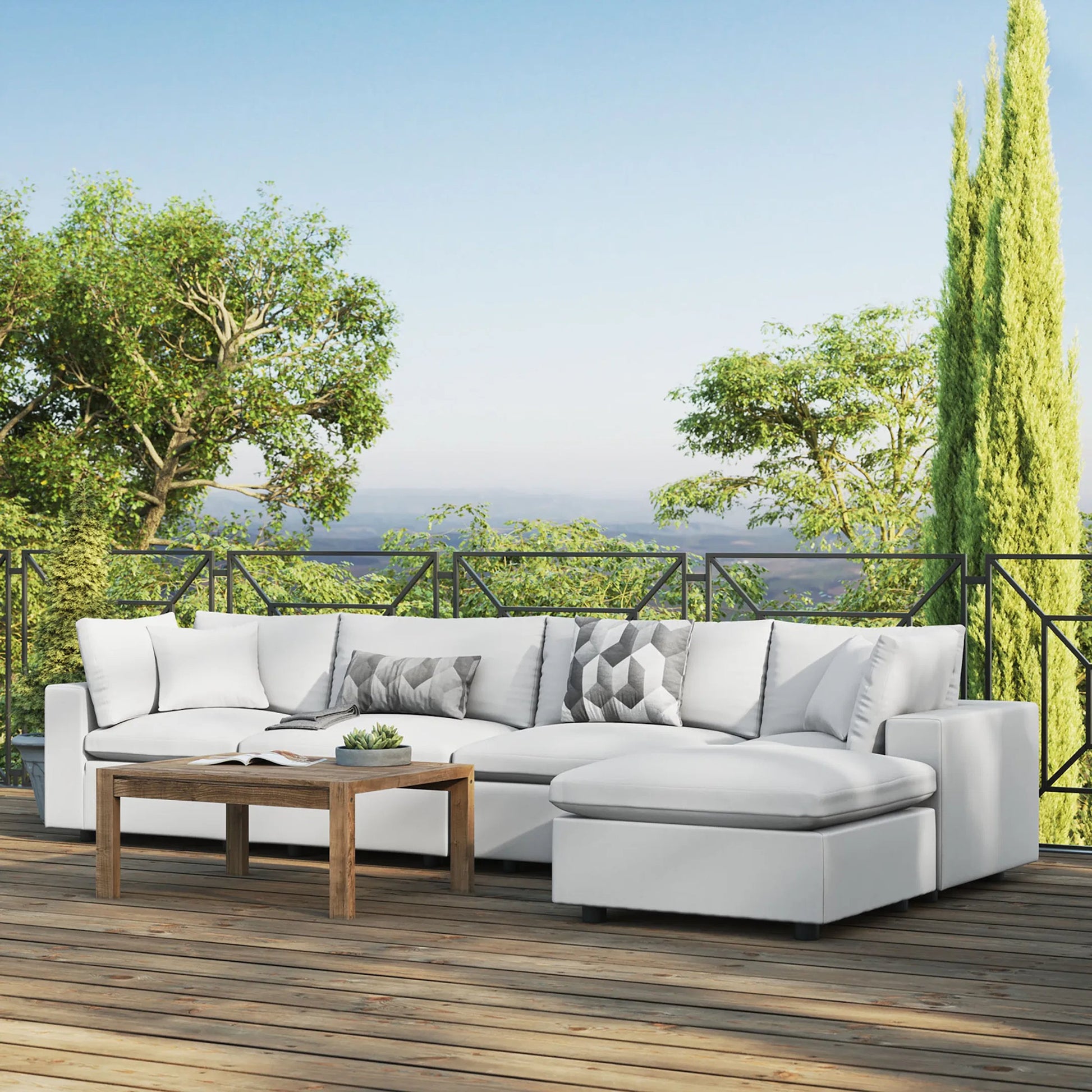 Wheatland 5-Piece Sectional Sofa by Evans & Londeen in charcoal. Made from seat cushion: foam density 34kg, m3, spray bonded cotton, non-woven fabric cover, doll cotton, aluminium frame, aluminum tube in a modern style.