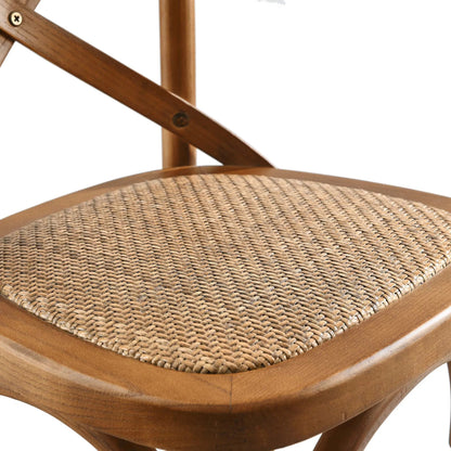 Easton Counter Stool by Evans & Londeen. Made from seat board: edge chinese elm wood, middle p2 plywood, top rattan, white foot pins in a transitional style.