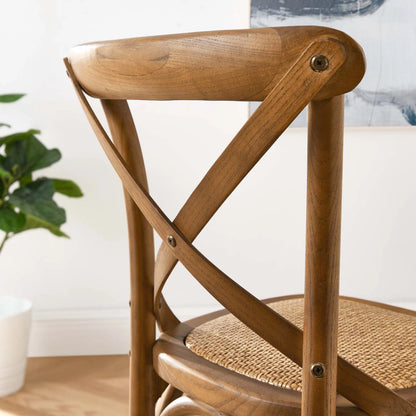 Easton Counter Stool by Evans & Londeen. Made from seat board: edge chinese elm wood, middle p2 plywood, top rattan, white foot pins in a transitional style.