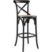 Easton Bar Stool by Evans & Londeen. Made from edge chinese elm wood, middle p2 plywood, top rattan, white foot pins in a cottage & farmhouse style.