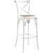Easton Bar Stool by Evans & Londeen. Made from edge chinese elm wood, middle p2 plywood, top rattan, white foot pins in a cottage & farmhouse style.