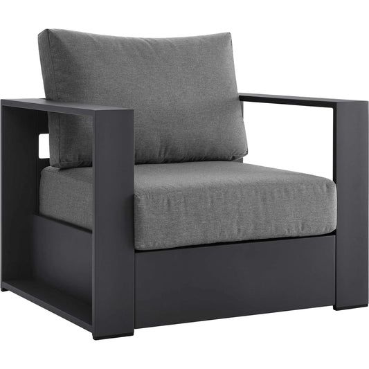 Conejos Powder-Coated Aluminum Armchair by Evans & Londeen. Made from seat cushion: foam density, weimas grey fabric, aluminum white powder coated in a modern style.
