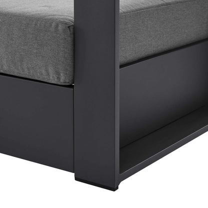 Conejos Powder-Coated Aluminum Armchair by Evans & Londeen. Made from seat cushion: foam density, weimas grey fabric, aluminum white powder coated in a modern style.