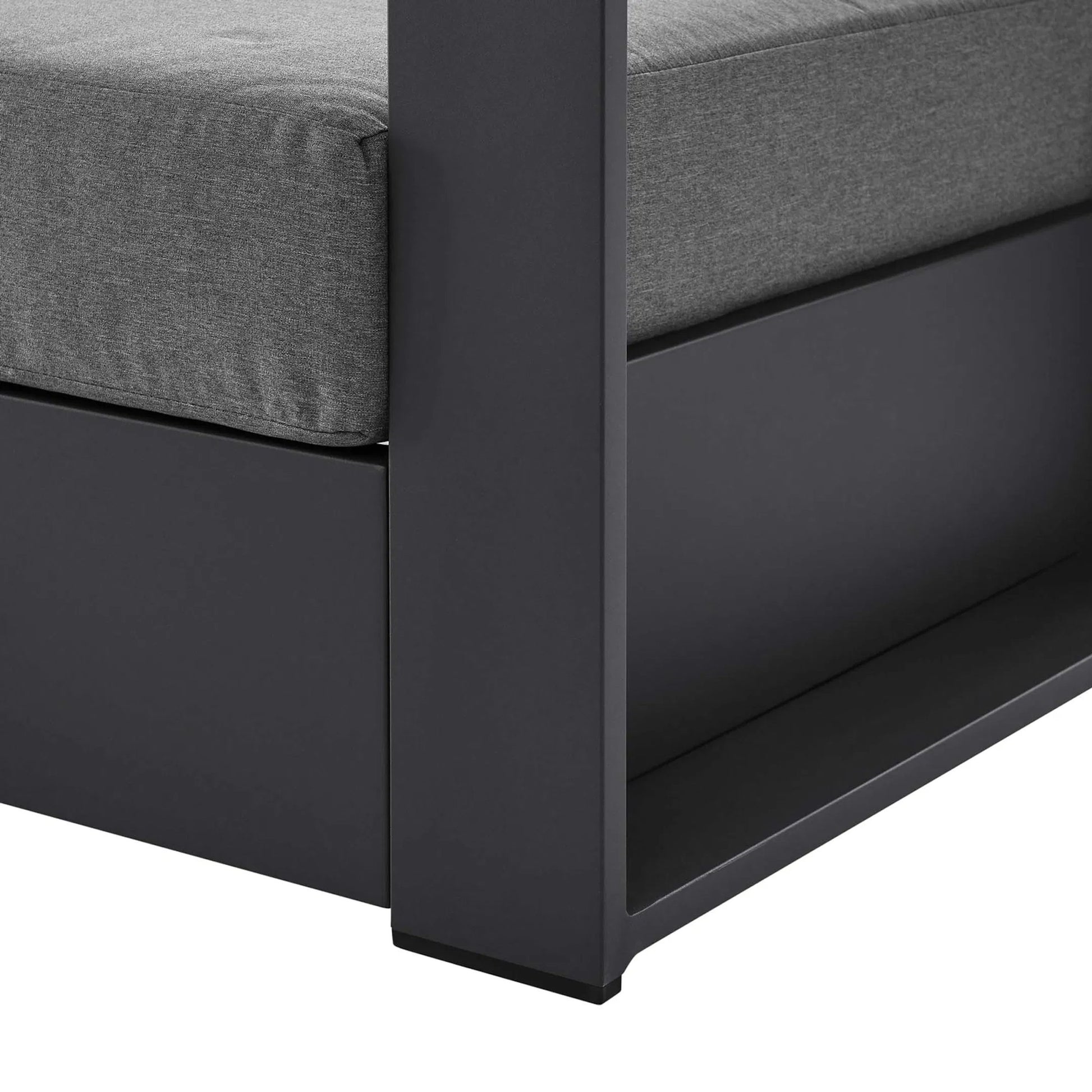 Conejos Powder-Coated Aluminum Armchair by Evans & Londeen. Made from seat cushion: foam density, weimas grey fabric, aluminum white powder coated in a modern style.