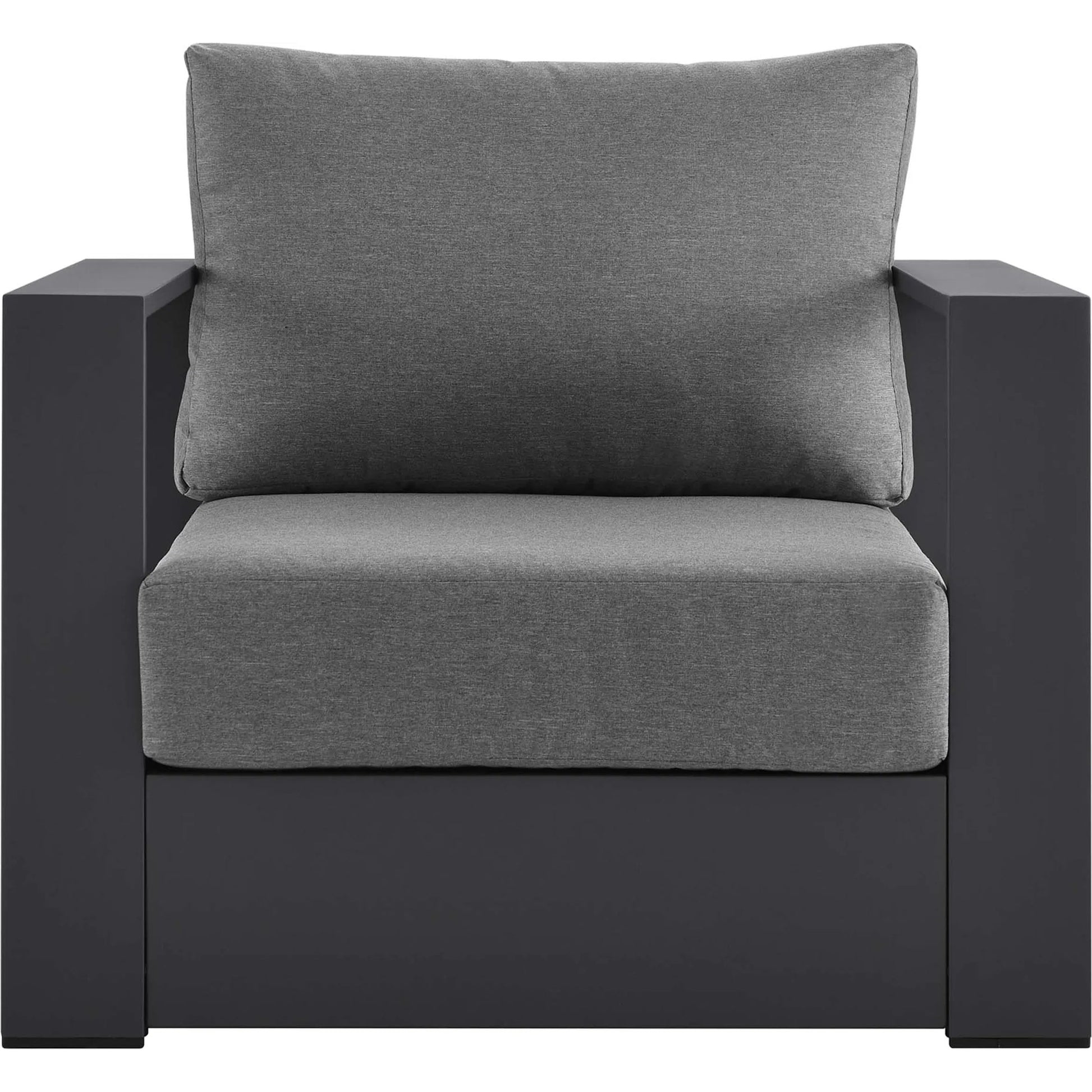 Conejos Powder-Coated Aluminum Armchair by Evans & Londeen. Made from seat cushion: foam density, weimas grey fabric, aluminum white powder coated in a modern style.