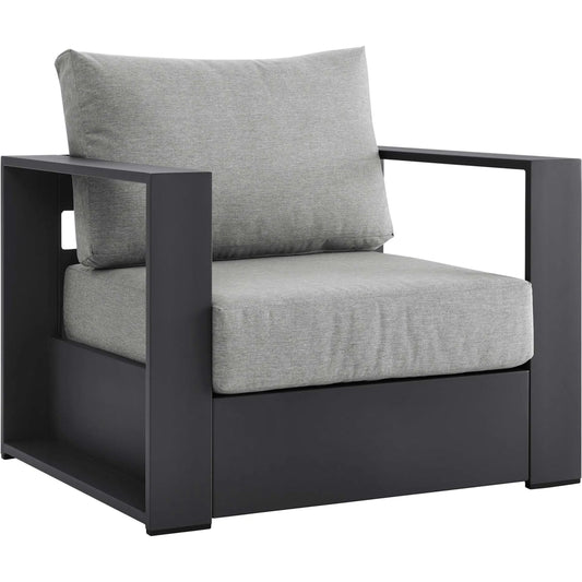 Conejos Powder-Coated Aluminum Armchair by Evans & Londeen. Made from seat cushion: foam density, weimas grey fabric, aluminum white powder coated in a modern style.