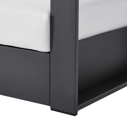 Conejos Powder-Coated Aluminum Armchair by Evans & Londeen. Made from seat cushion: foam density, weimas grey fabric, aluminum white powder coated in a modern style.