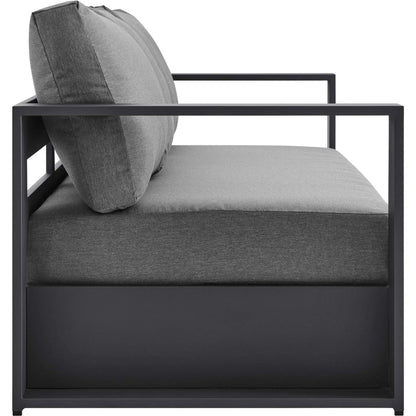 Conejos Powder-Coated Aluminum Sofa by Evans & Londeen. Made from seat cushion: foam density 30kgs, m3, seat front is covered by 20mmt spraying bonded wadding in a modern style.