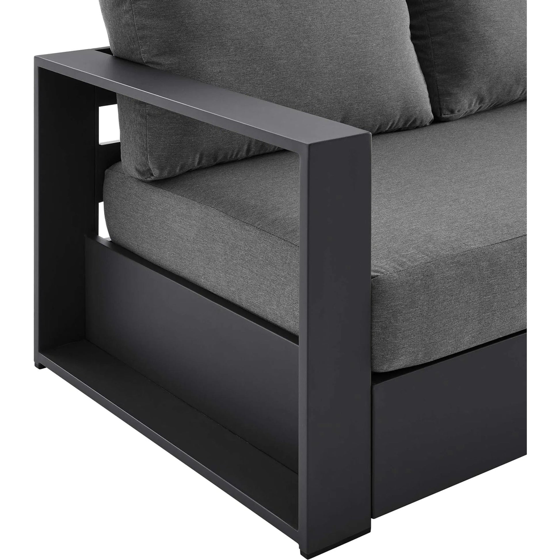 Conejos Powder-Coated Aluminum Sofa by Evans & Londeen. Made from seat cushion: foam density 30kgs, m3, seat front is covered by 20mmt spraying bonded wadding in a modern style.