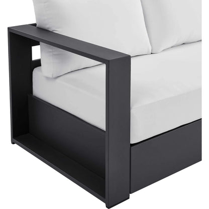 Conejos Powder-Coated Aluminum Sofa by Evans & Londeen. Made from seat cushion: foam density 30kgs, m3, seat front is covered by 20mmt spraying bonded wadding in a modern style.