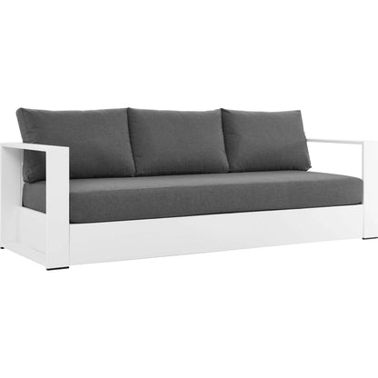 Conejos Powder-Coated Aluminum Sofa by Evans & Londeen. Made from seat cushion: foam density 30kgs, m3, seat front is covered by 20mmt spraying bonded wadding in a modern style.
