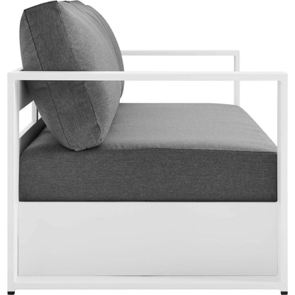 Conejos Powder-Coated Aluminum Sofa by Evans & Londeen. Made from seat cushion: foam density 30kgs, m3, seat front is covered by 20mmt spraying bonded wadding in a modern style.