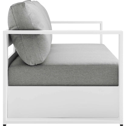 Conejos Powder-Coated Aluminum Sofa by Evans & Londeen. Made from seat cushion: foam density 30kgs, m3, seat front is covered by 20mmt spraying bonded wadding in a modern style.