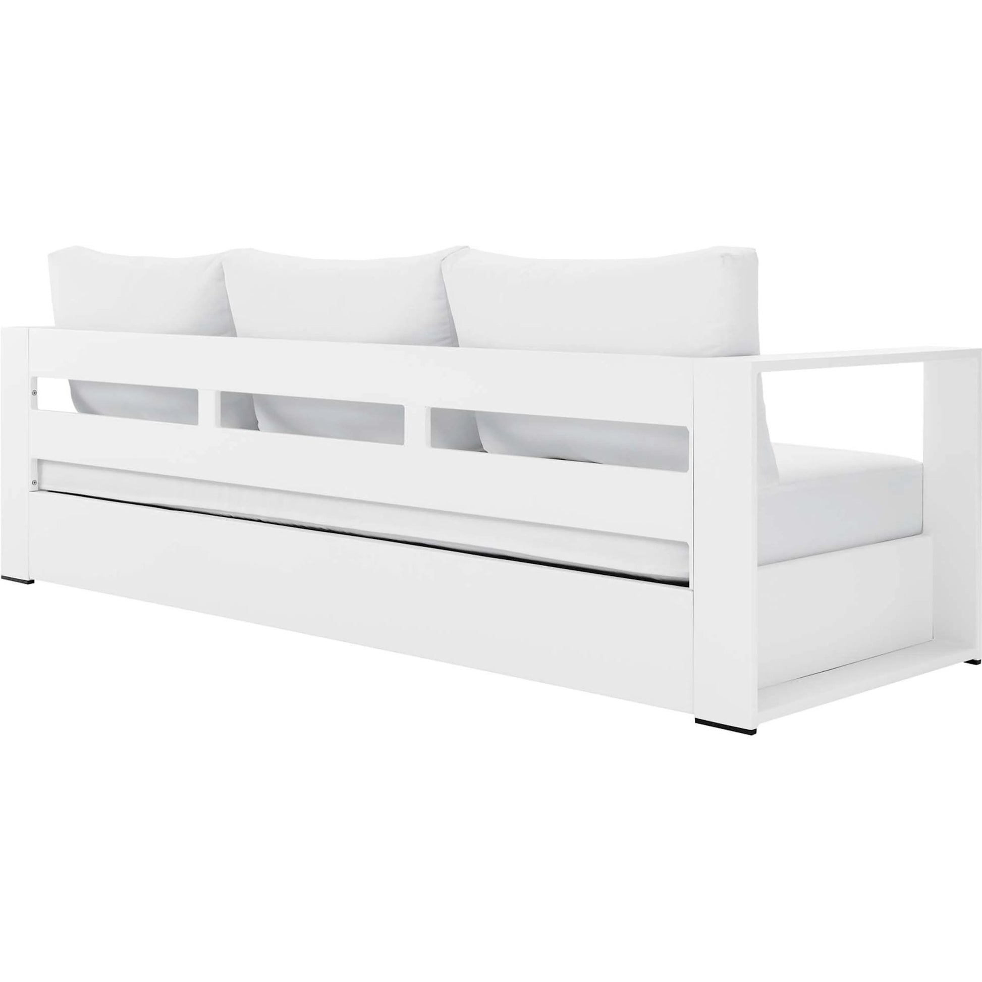 Conejos Powder-Coated Aluminum Sofa by Evans & Londeen. Made from seat cushion: foam density 30kgs, m3, seat front is covered by 20mmt spraying bonded wadding in a modern style.