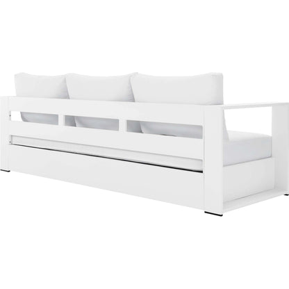 Conejos Powder-Coated Aluminum Sofa by Evans & Londeen. Made from seat cushion: foam density 30kgs, m3, seat front is covered by 20mmt spraying bonded wadding in a modern style.