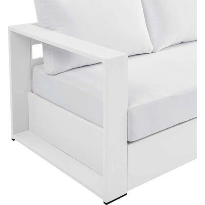 Conejos Powder-Coated Aluminum Sofa by Evans & Londeen. Made from seat cushion: foam density 30kgs, m3, seat front is covered by 20mmt spraying bonded wadding in a modern style.