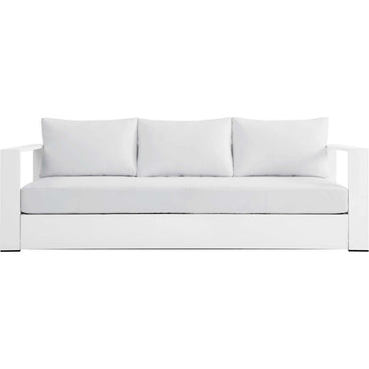 Conejos Powder-Coated Aluminum Sofa by Evans & Londeen. Made from seat cushion: foam density 30kgs, m3, seat front is covered by 20mmt spraying bonded wadding in a modern style.