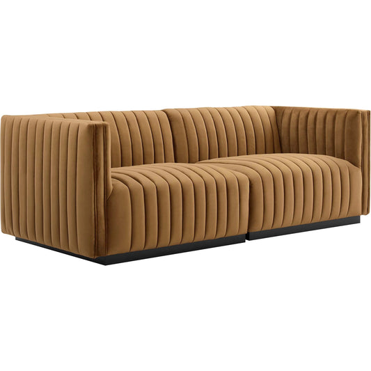Stone Channel Loveseat by Evans & Londeen. Made from plywood, fabric in a modern style.