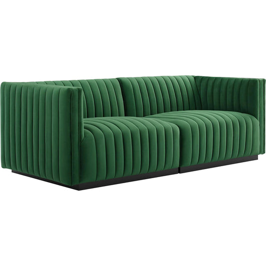 Stone Channel Loveseat by Evans & Londeen. Made from plywood, fabric in a modern style.