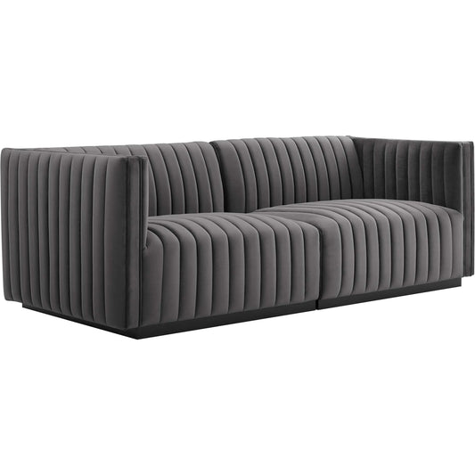 Stone Channel Loveseat by Evans & Londeen. Made from plywood, fabric in a modern style.