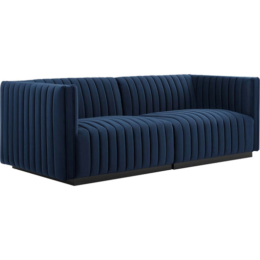 Stone Channel Loveseat by Evans & Londeen. Made from plywood, fabric in a modern style.