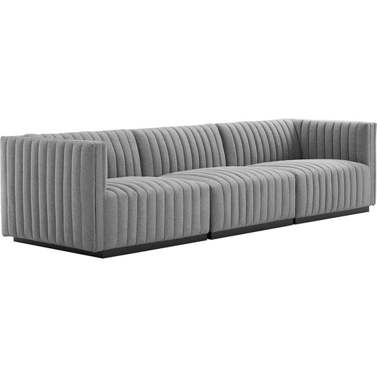 Stone Channel Sofa by Evans & Londeen. Made from plywood, fabric in a modern style.