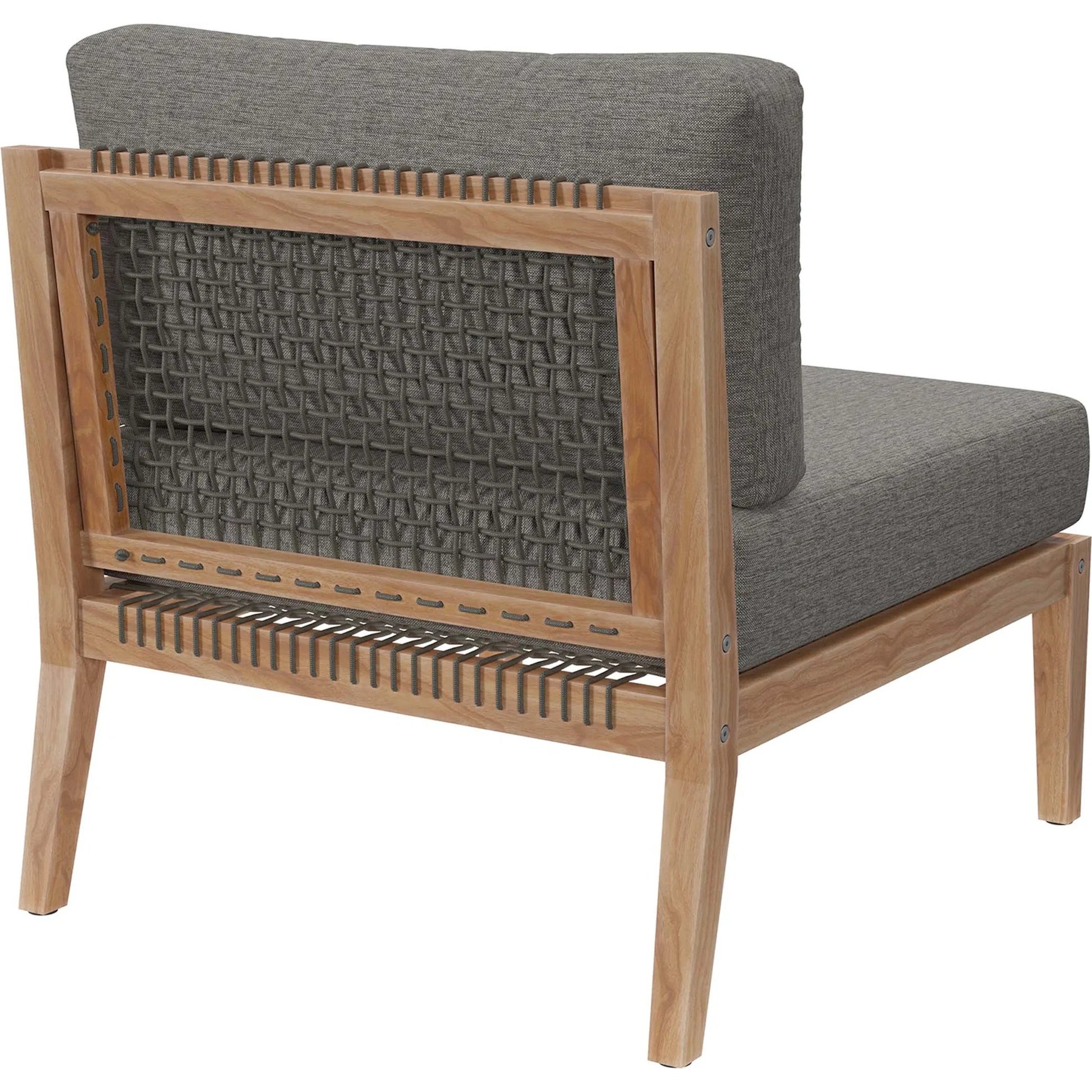 Cooper Teak Wood Armless Chair by Evans & Londeen. Made from teak wood, cartenza 130 white, cartenza 181 light brown, valtos 121 navy, quick dry foam, weight capacity: 226kgs. in a modern style.