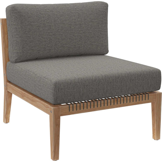 Cooper Teak Wood Armless Chair by Evans & Londeen. Made from teak wood, cartenza 130 white, cartenza 181 light brown, valtos 121 navy, quick dry foam, weight capacity: 226kgs. in a modern style.