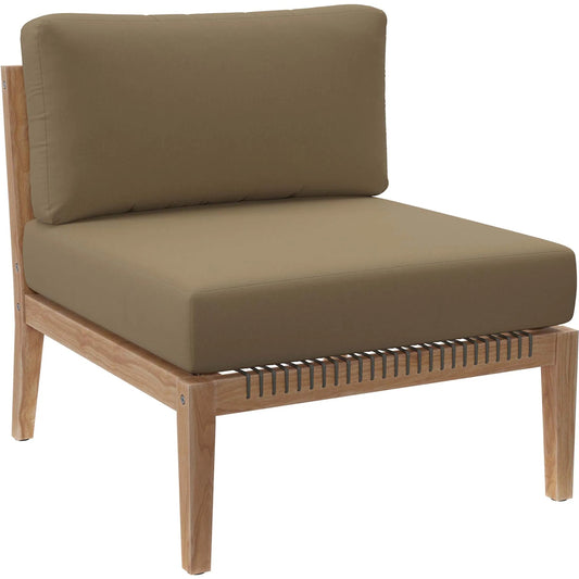 Cooper Teak Wood Armless Chair by Evans & Londeen. Made from teak wood, cartenza 130 white, cartenza 181 light brown, valtos 121 navy, quick dry foam, weight capacity: 226kgs. in a modern style.