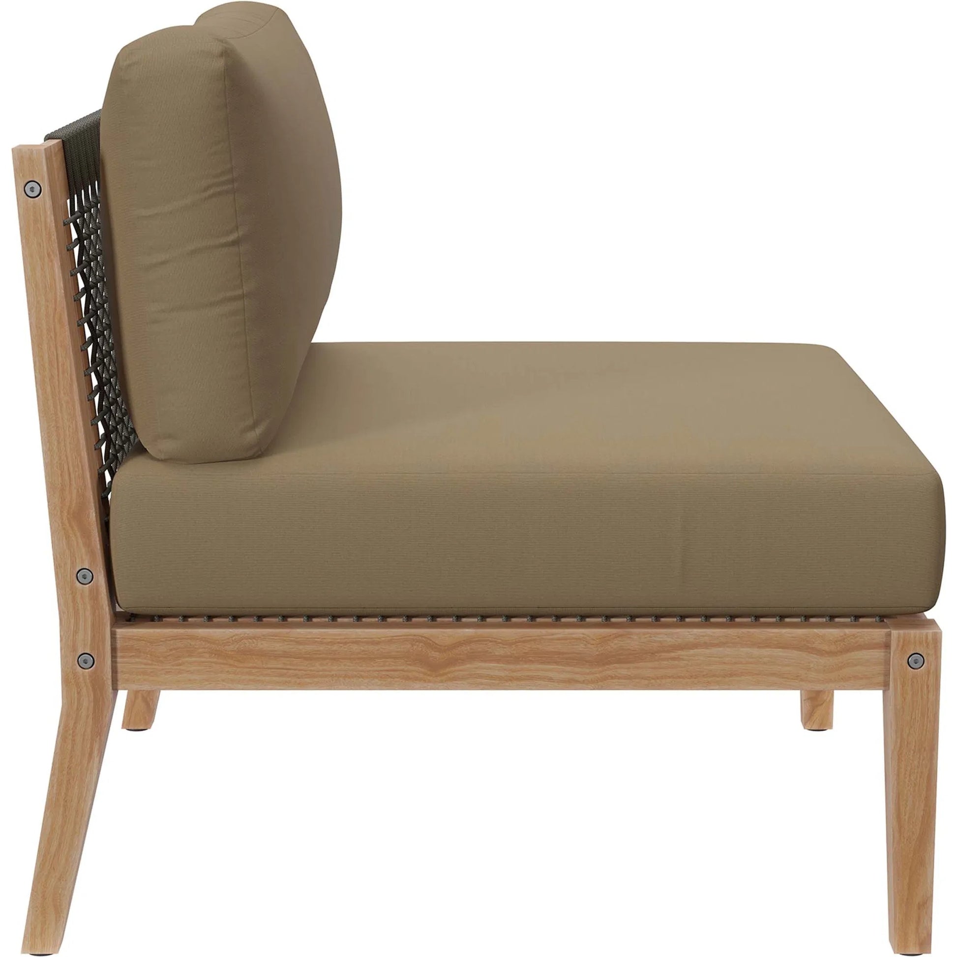 Cooper Teak Wood Armless Chair by Evans & Londeen. Made from teak wood, cartenza 130 white, cartenza 181 light brown, valtos 121 navy, quick dry foam, weight capacity: 226kgs. in a modern style.