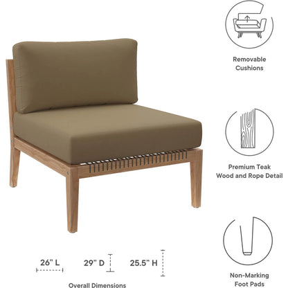 Cooper Teak Wood Armless Chair by Evans & Londeen. Made from teak wood, cartenza 130 white, cartenza 181 light brown, valtos 121 navy, quick dry foam, weight capacity: 226kgs. in a modern style.