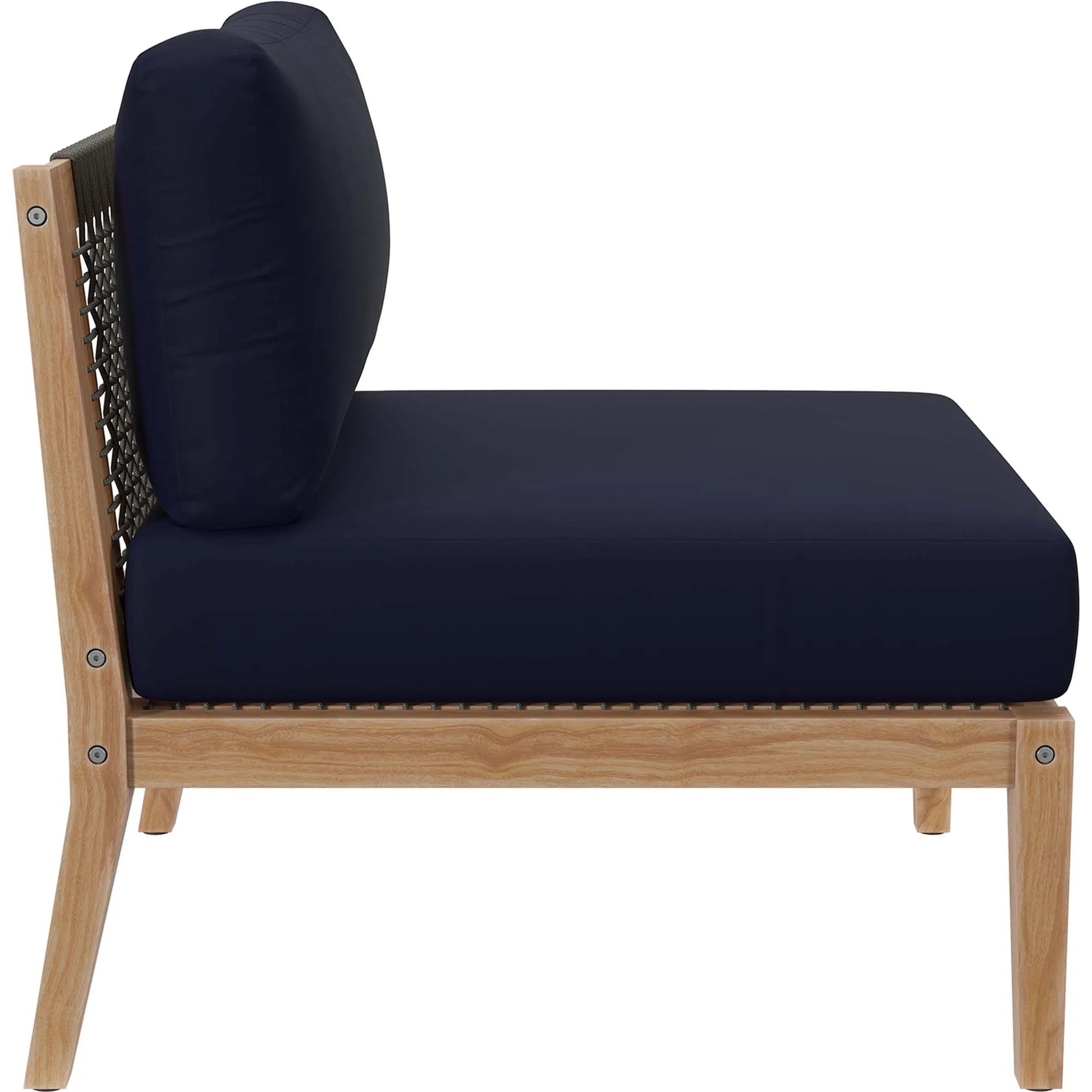 Cooper Teak Wood Armless Chair by Evans & Londeen. Made from teak wood, cartenza 130 white, cartenza 181 light brown, valtos 121 navy, quick dry foam, weight capacity: 226kgs. in a modern style.