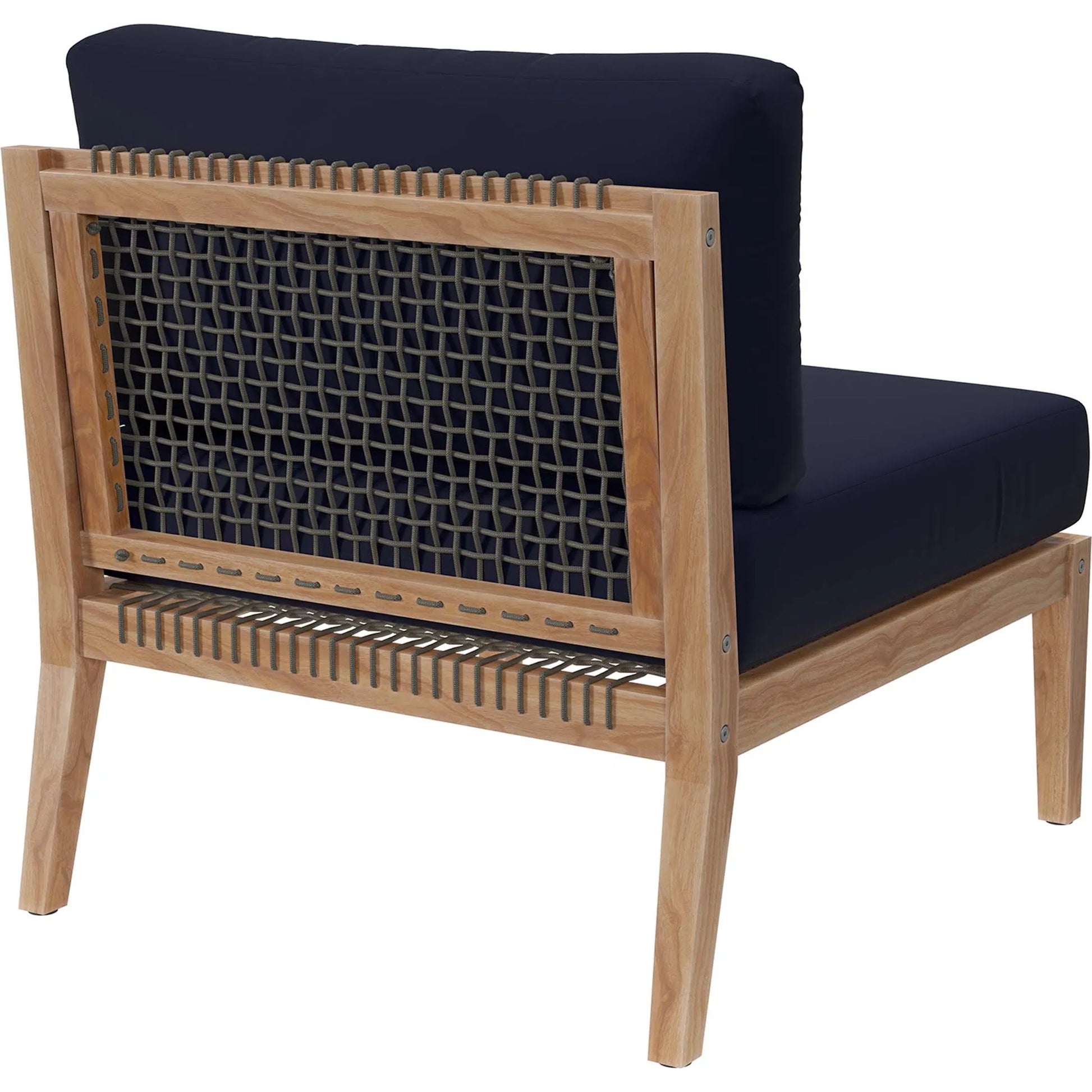 Cooper Teak Wood Armless Chair by Evans & Londeen. Made from teak wood, cartenza 130 white, cartenza 181 light brown, valtos 121 navy, quick dry foam, weight capacity: 226kgs. in a modern style.