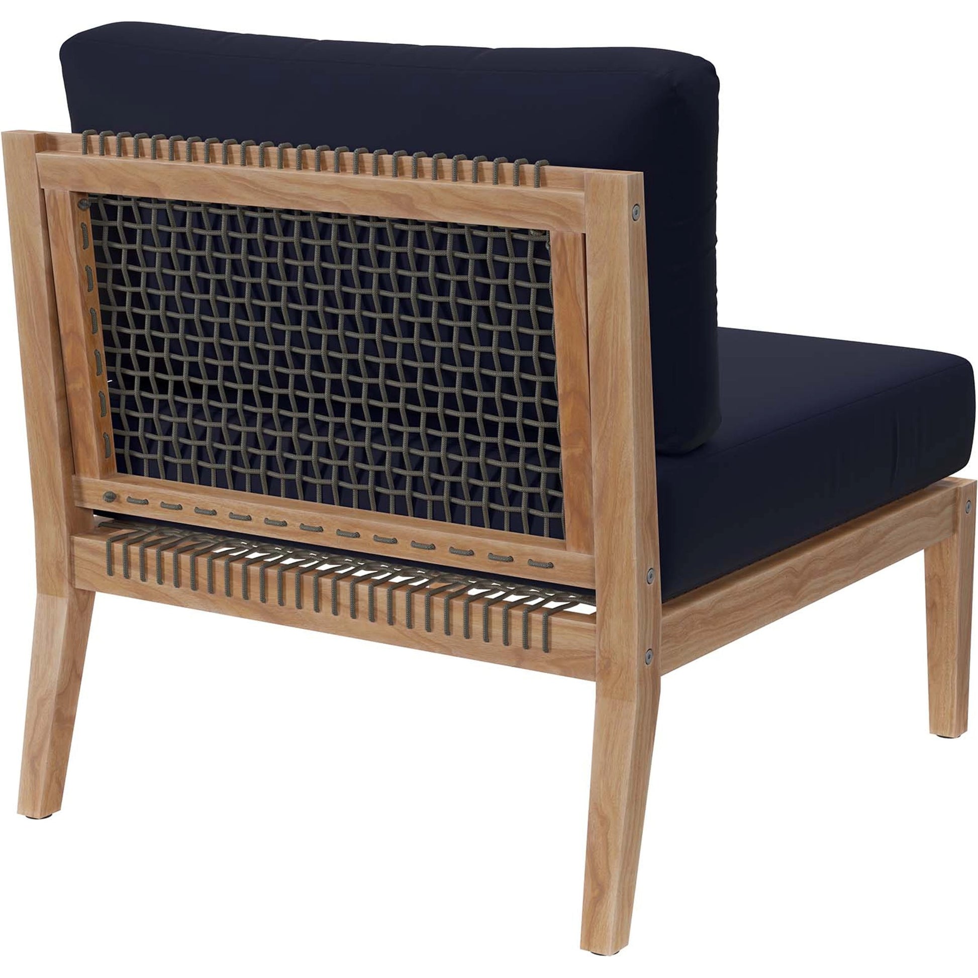 Cooper Teak Wood Armless Chair by Evans & Londeen. Made from teak wood, cartenza 130 white, cartenza 181 light brown, valtos 121 navy, quick dry foam, weight capacity: 226kgs. in a modern style.