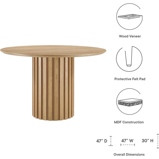 Fairbanks 47" Round Dining Table by Evans & Londeen. Made from bottom with 1 whole piece of 3mmt felt pad, dia 1200mm round dining table top, p2 mdf panel, oak veneer color code: ls002 in a modern style.