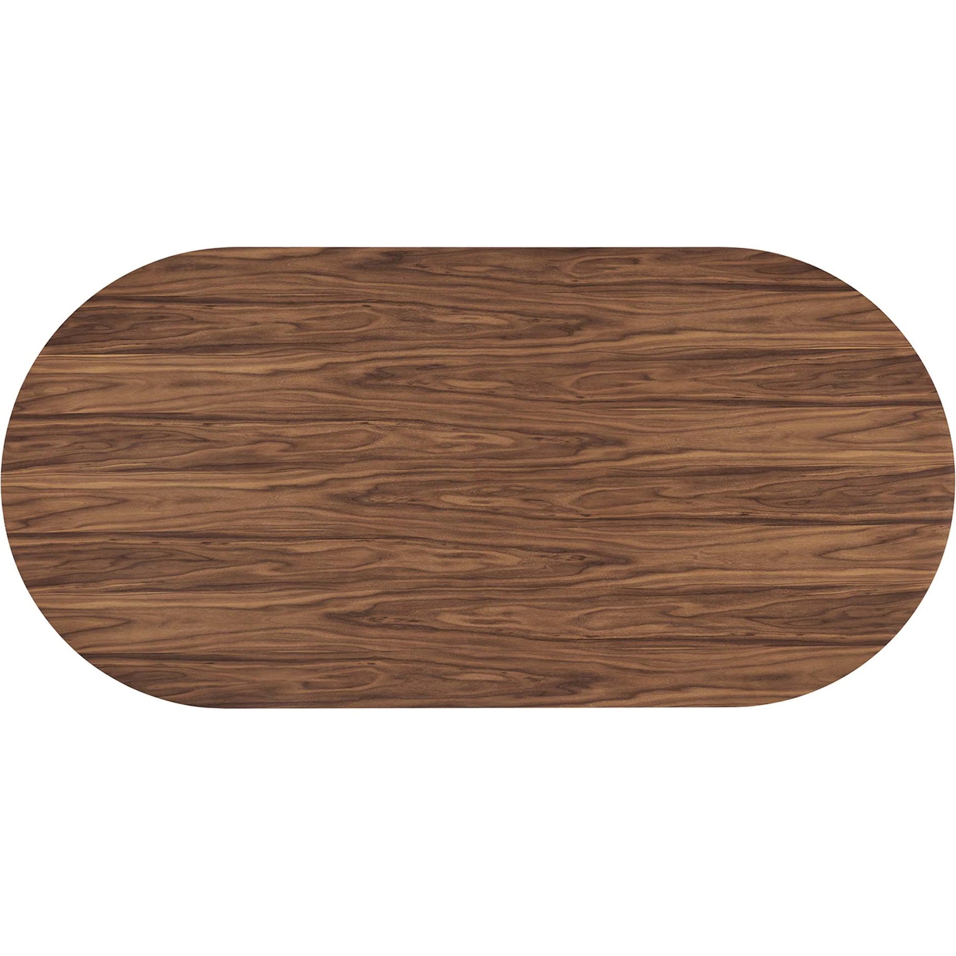 Fairbanks 95" Oval Dining Table by Evans & Londeen. Made from p2 mdf panel, american walut veneer color code: wa-01, bottom of both base is with 1 whole piece of 3mmt felt pad in a modern style.