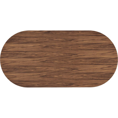 Fairbanks 95" Oval Dining Table by Evans & Londeen. Made from p2 mdf panel, american walut veneer color code: wa-01, bottom of both base is with 1 whole piece of 3mmt felt pad in a modern style.