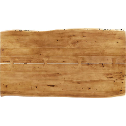 Westminster 74" Live Edge Acacia Wood Acacia Wood Dining Table by Evans & Londeen. Made from acasia live edge table top, metal powder coat finish - black, mild steel plate, solid mild steel rod, weight capacity: 133 lbs in a modern sty