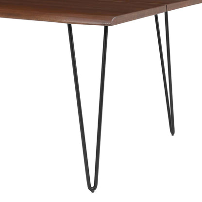 Westminster 74" Live Edge Acacia Wood Acacia Wood Dining Table by Evans & Londeen. Made from acasia live edge table top, metal powder coat finish - black, mild steel plate, solid mild steel rod, weight capacity: 133 lbs in a modern sty