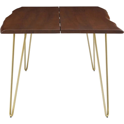 Westminster 74" Live Edge Acacia Wood Acacia Wood Dining Table by Evans & Londeen. Made from acasia live edge table top, metal powder coat finish - black, mild steel plate, solid mild steel rod, weight capacity: 133 lbs in a modern sty